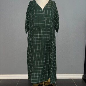 PACT FIRESIDE FLANNEL CROSSOVER Organic Cotton DRESS Mountain View Check  -  XXL